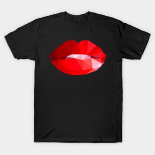 Red Lips Polygon Design T-Shirt